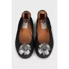 Leather ballet flats with crystals