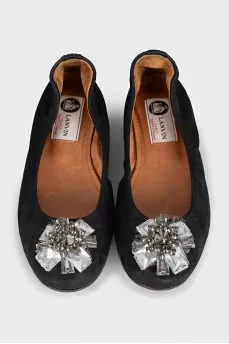 Leather ballet flats with crystals