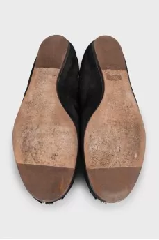 Leather ballet flats with crystals