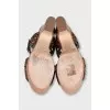 Printed leather sandals with wooden heels
