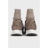 High-top leather sneakers with drawstrings
