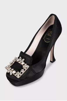 Black shoes decorated with crystals