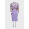 Purple dress with a printed blouse