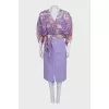 Purple dress with a printed blouse