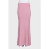 Pink silk skirt with a straight cut