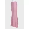 Pink silk skirt with a straight cut