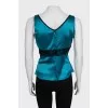 Blue silk top with lace