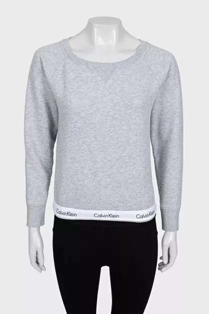 Gray sweatshirt with contrasting elastic waistband