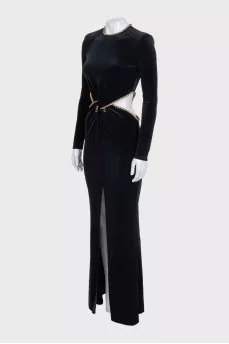 Black velvet dress with decoration