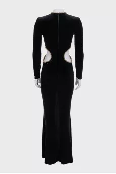 Black velvet dress with decoration