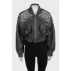 Leather jacket decorated with crystals