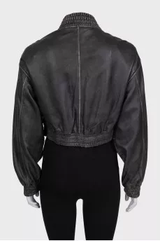 Leather jacket decorated with crystals