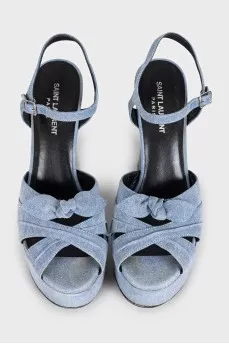 Denim sandals with a bow