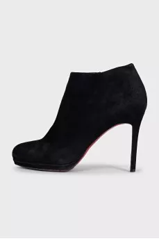 Black suede ankle boots with heels