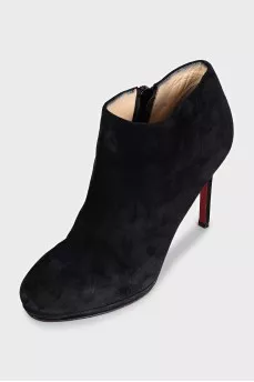 Black suede ankle boots with heels