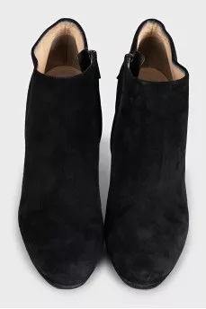 Black suede ankle boots with heels