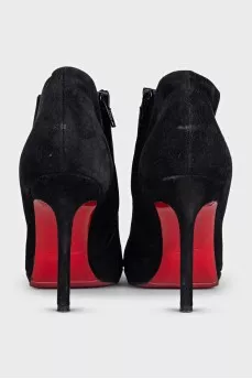 Black suede ankle boots with heels