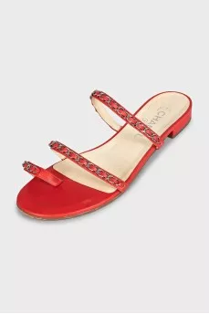 Red sandals with decor