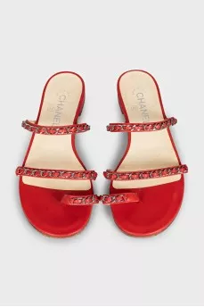 Red sandals with decor
