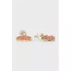 Decorated gold-plated earrings in the shape of a logo