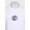 White straight-cut T-shirt with a brand logo