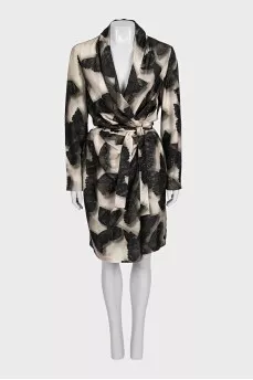 Silk dress in green print