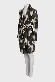 Silk dress in green print