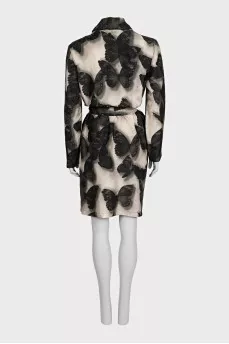 Silk dress in green print
