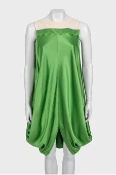 Green silk dress