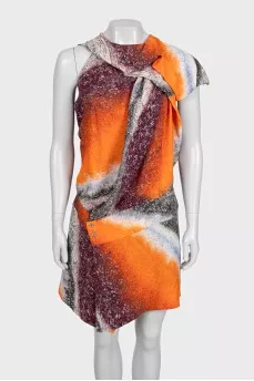 Orange silk print dress