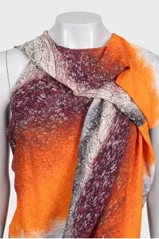 Orange silk print dress