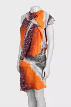 Orange silk print dress