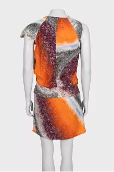 Orange silk print dress