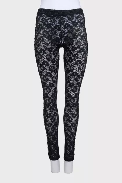 Lace leggings decorated with sequins