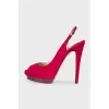 Red suede slingbacks