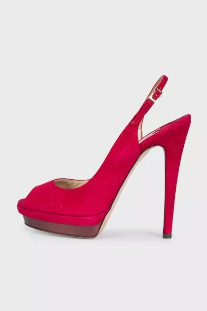 Red suede slingbacks
