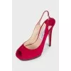 Red suede slingbacks