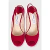 Red suede slingbacks