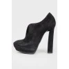 Black Suede High Heel Ankle Boots