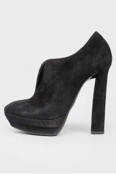 Black Suede High Heel Ankle Boots