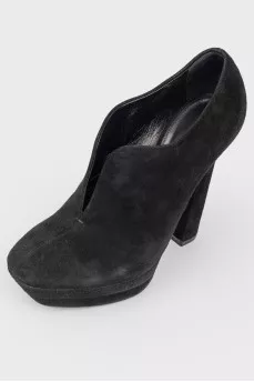 Black Suede High Heel Ankle Boots