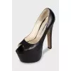 Leather shoes with a high platform and heels
