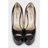 Leather shoes with a high platform and heels