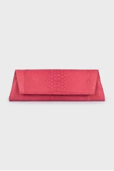 Red python leather clutch