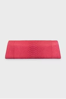 Red python leather clutch