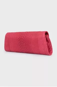 Red python leather clutch