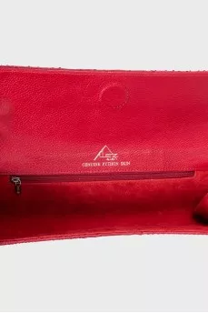 Red python leather clutch