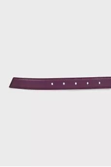 Purple leather belt with logo