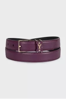 Purple leather belt with logo