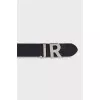 Leather belt with silver logo buckle